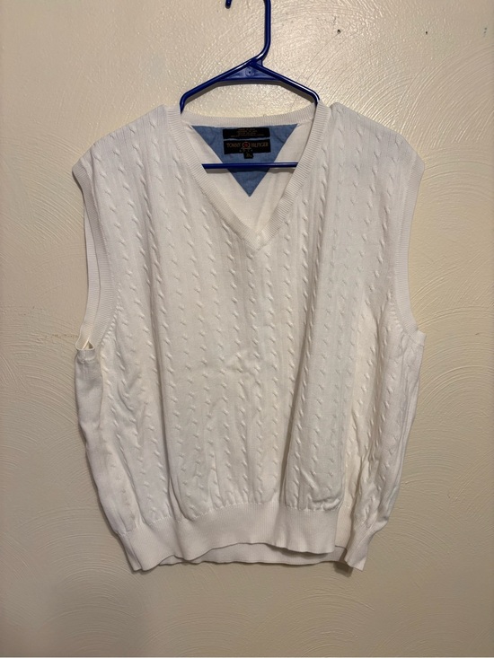 Tommy Hilfiger Other - Tommy Hilfiger White Cable-Knit V-Neck Sweater Vest - Classic Sleeveless